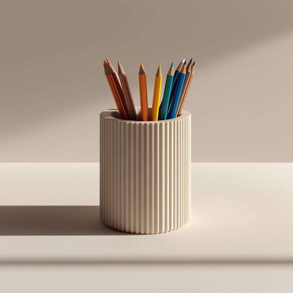 3D Printed Pencil Holder | Modern Ribbed Desk Organizer | Minimalist Pen Cup | PLA Plastic Holder | Office Decor | Unique School Gift