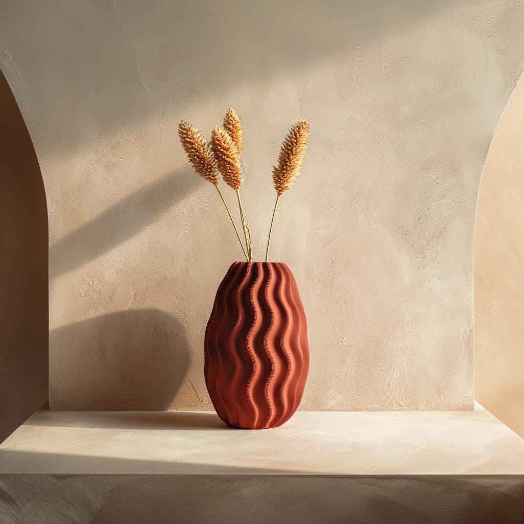 3D Printed Wavy Vase | Modern Terracotta Style Vase | Minimalist Organic Vase | Decorative PLA Plastic Vase for Dried Flowers