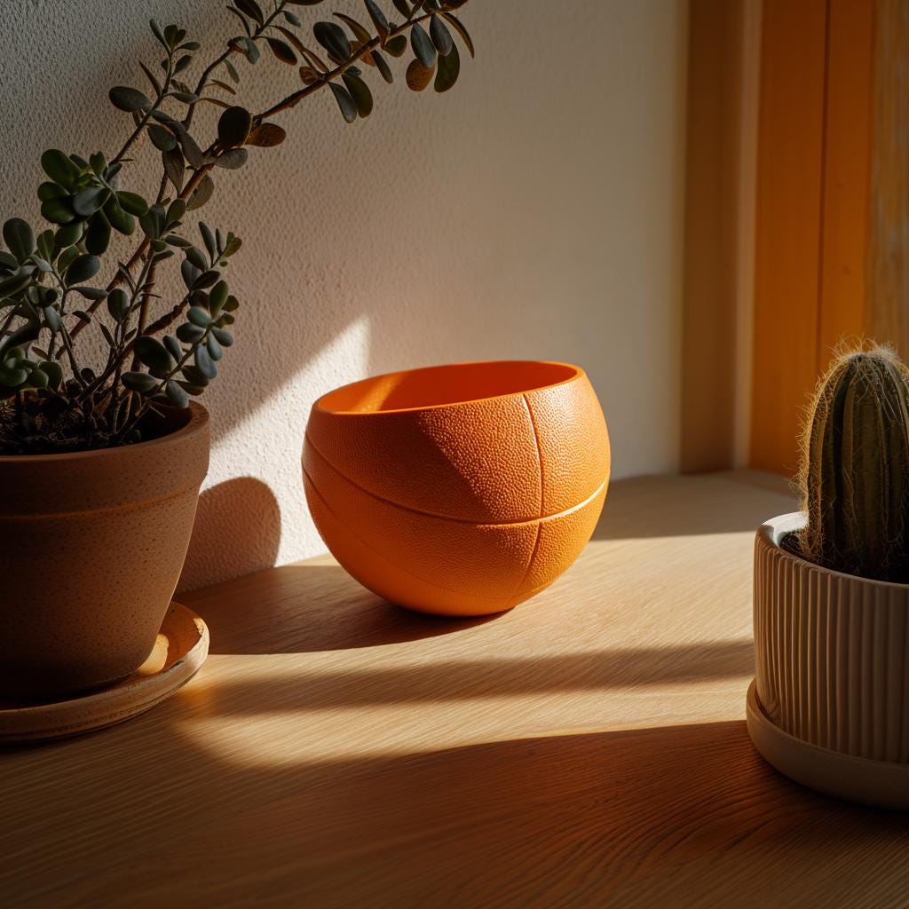 3D Printed Basketball Bowl Candy Dish | Modern Orange Sports Decor Centerpiece for Keys, Snacks and Small Items in Game Room or Home Office