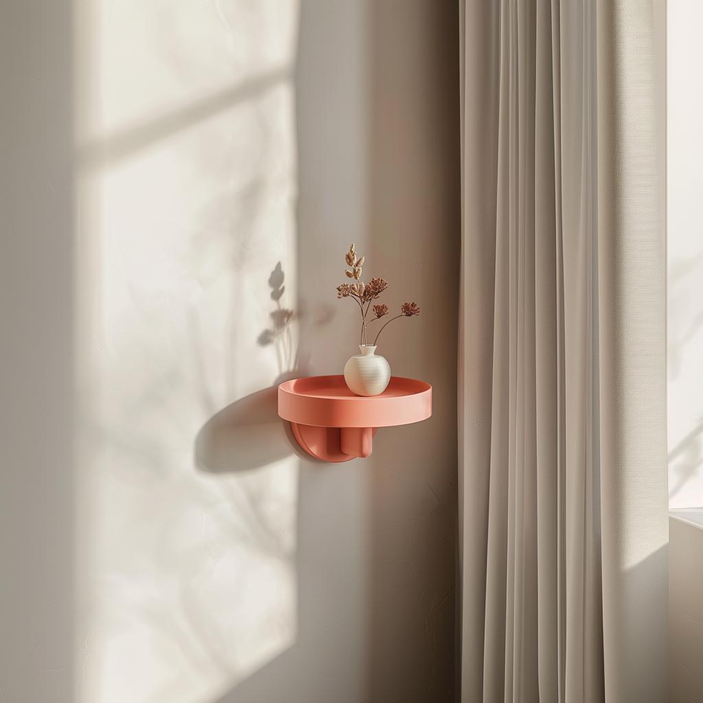 3D Printed Round Wall Shelf | Modern Minimalist Floating Shelf with Circular Design | Contemporary Wall Decor for Stylish Home Interiors