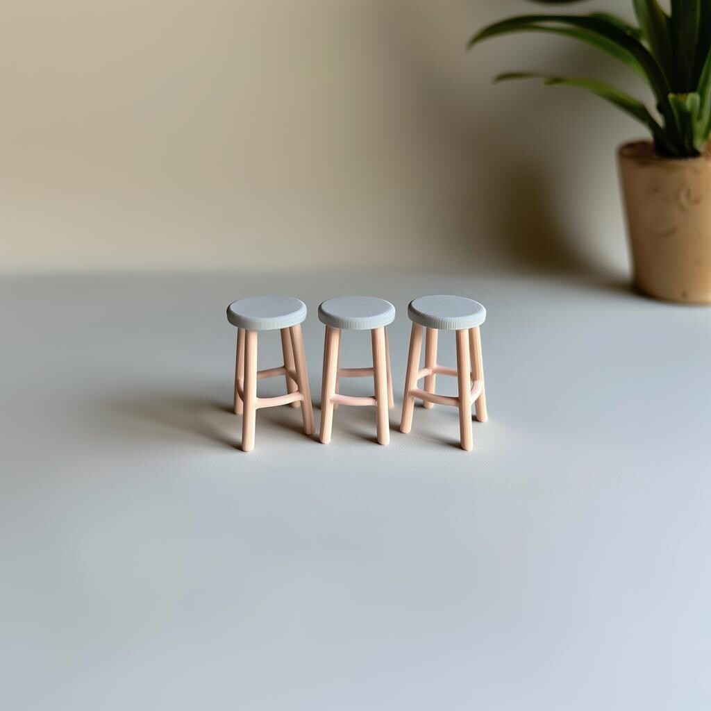 Dollhouse Bar Stool 1:12 Scale Miniature Chair | 3D Printed Dollhouse Furniture Dollhouse Decor | Tiny Bar Stool Collectible Mini Furniture