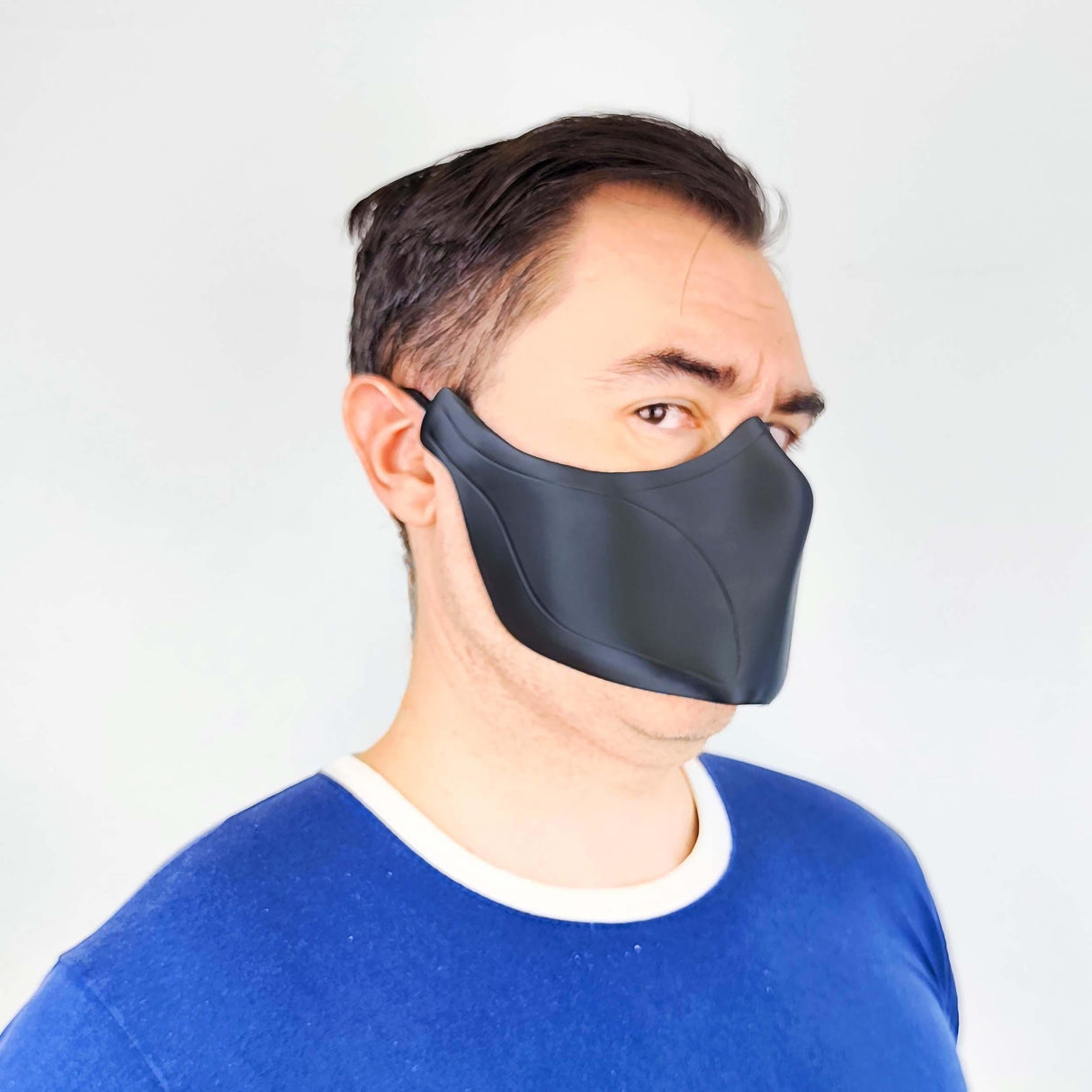 Matte Black Futuristic Half Face Mask | 3D Printed Cyberpunk Costume Accessory | Lightweight Cosplay Mask for Women Men Masks