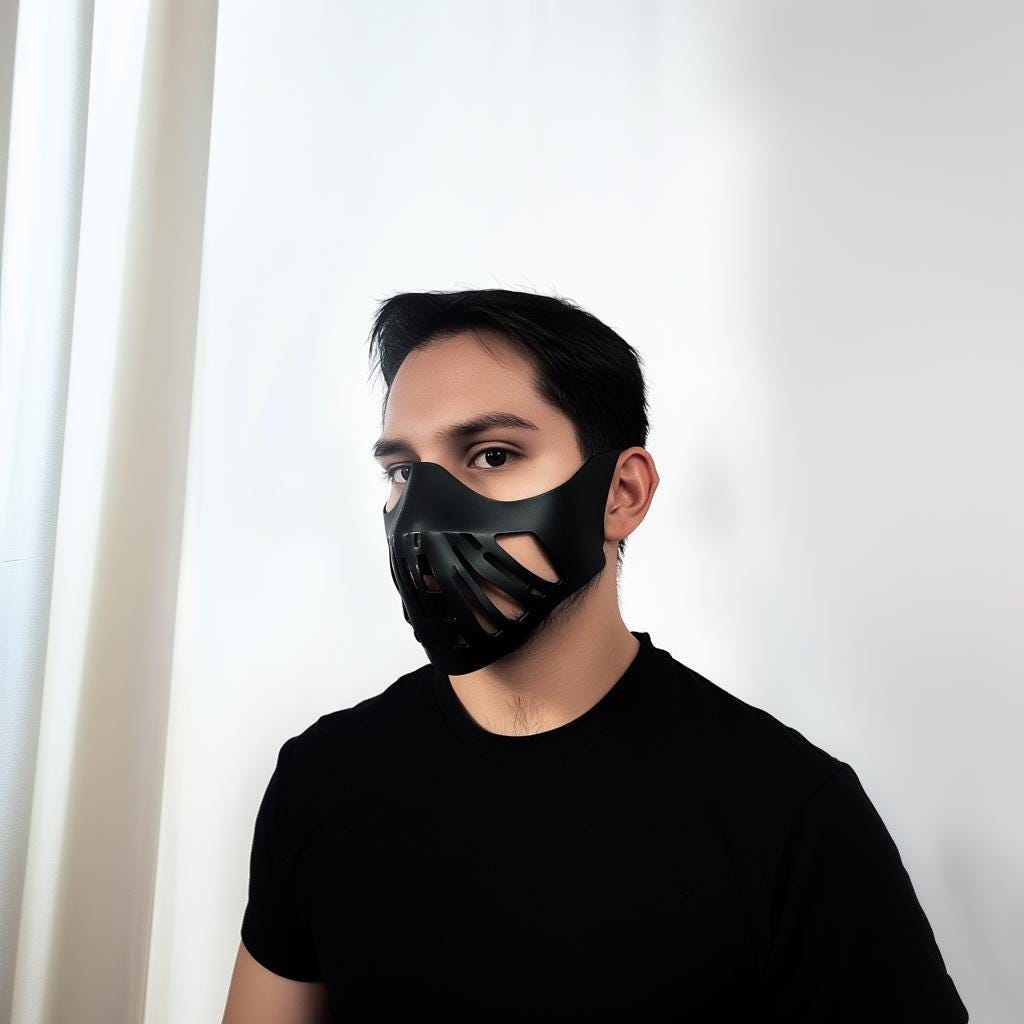 Futuristic Warrior Face Mask | Black 3D Printed Helmet | Cosplay Mask for Men