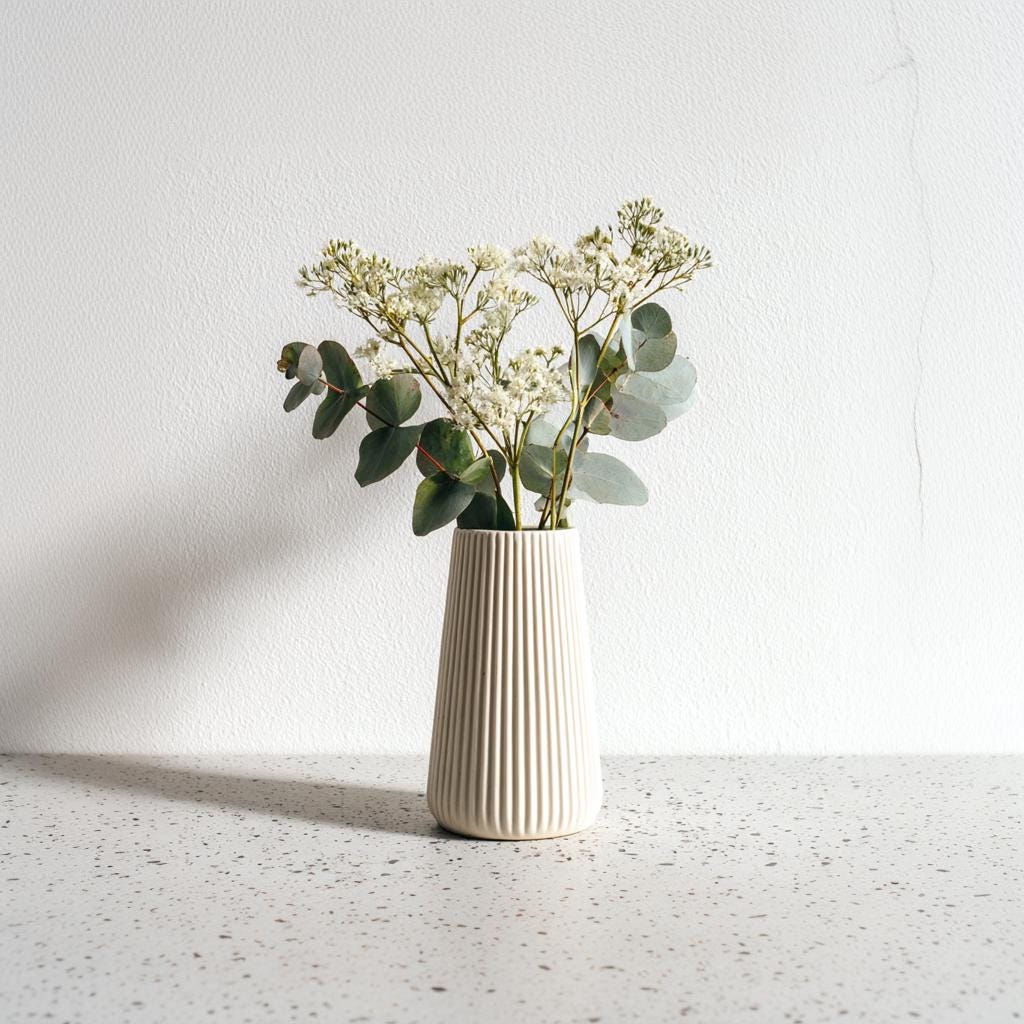 3D Printed Origami Vase | Minimalist Ribbed Vase for Fresh Dried Flowers | Modern Geometric Home Decor