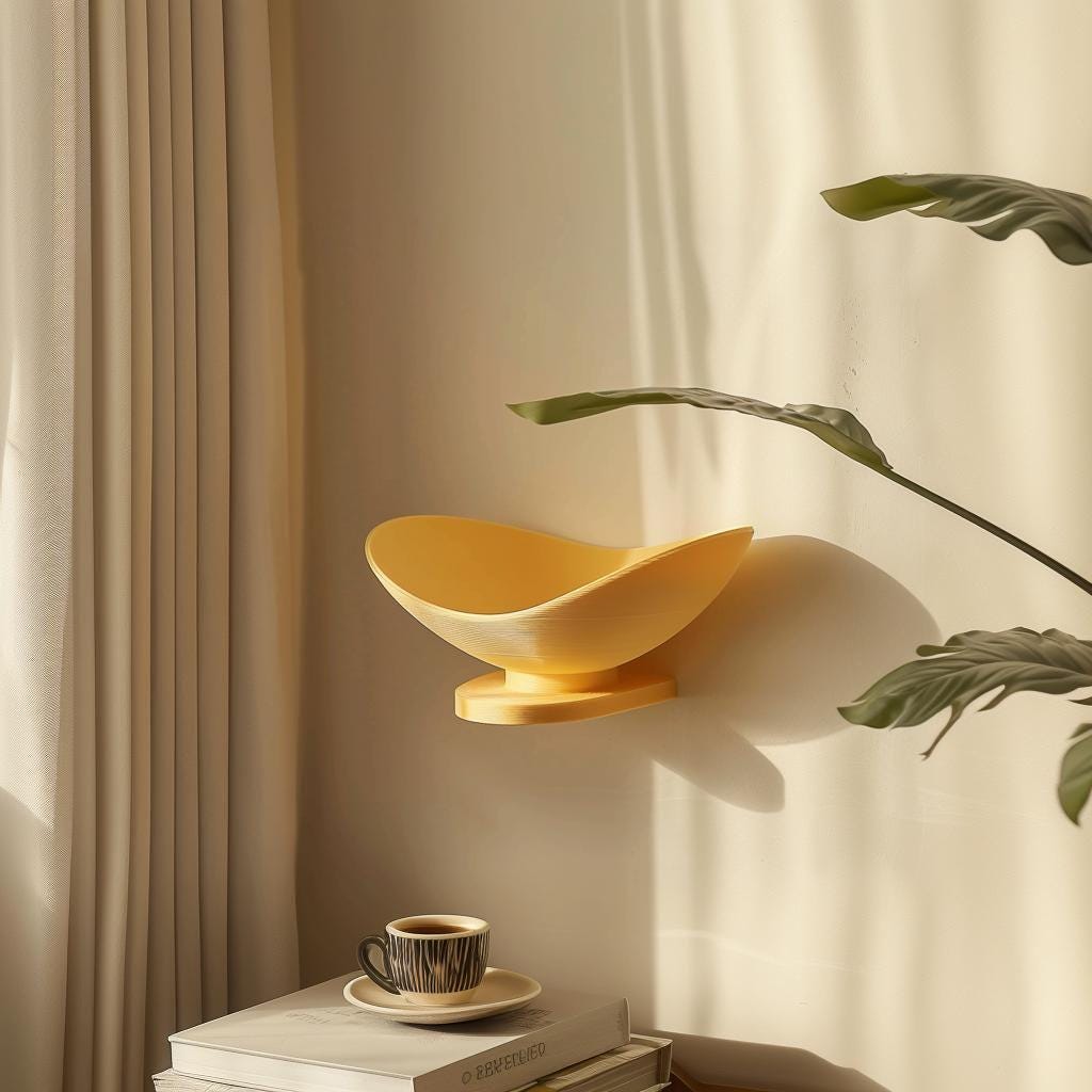 3D Printed Bowl Wall Shelf | Modern Sculptural Floating Shelf | Minimalist Wall Decor Accent for Contemporary Home Interiors and Offices