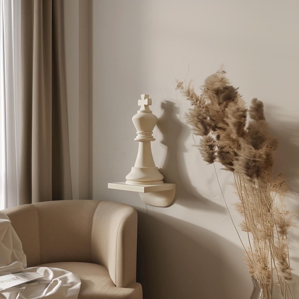 3D Printed King Chess Piece Wall Decor | Modern Minimalist Chess Inspired Design | Unique 3D Printed Art for Contemporary Home Interiors