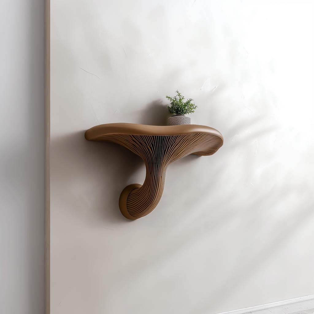 Mushroom Shelf | Floating Wall Shelf Fungi Wall Decor | 3D Printed Modern Home Accent Unique Wall Mounted Shelf