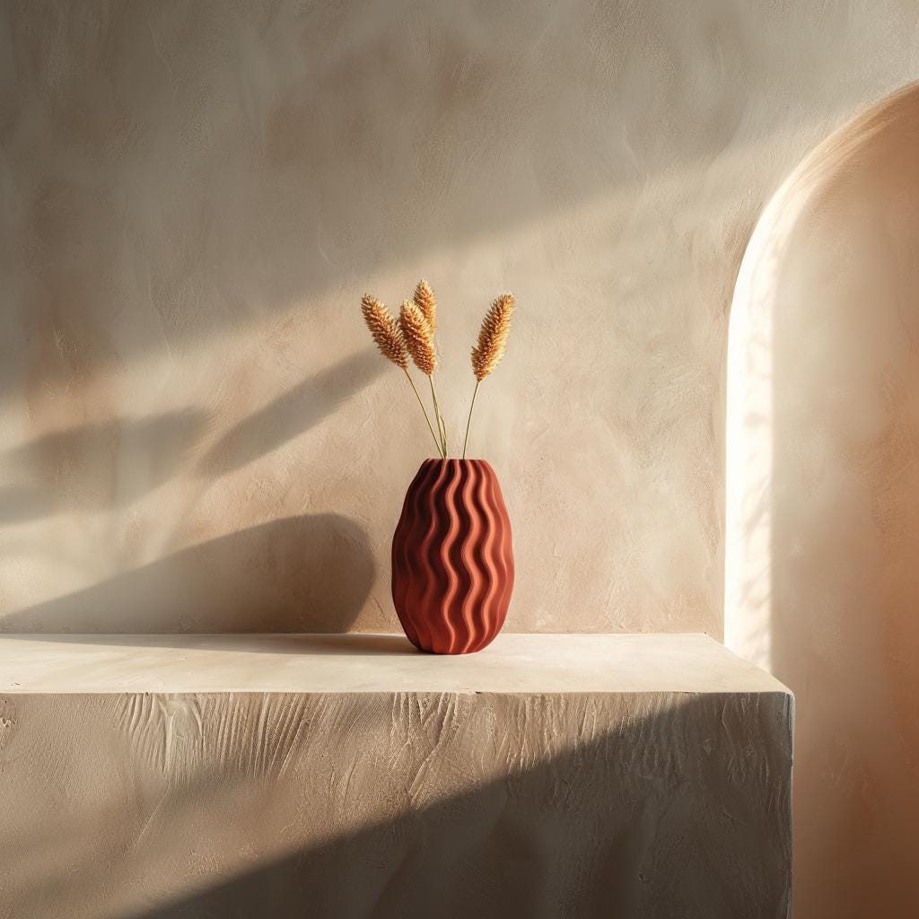 3D Printed Wavy Vase | Modern Terracotta Style Vase | Minimalist Organic Vase