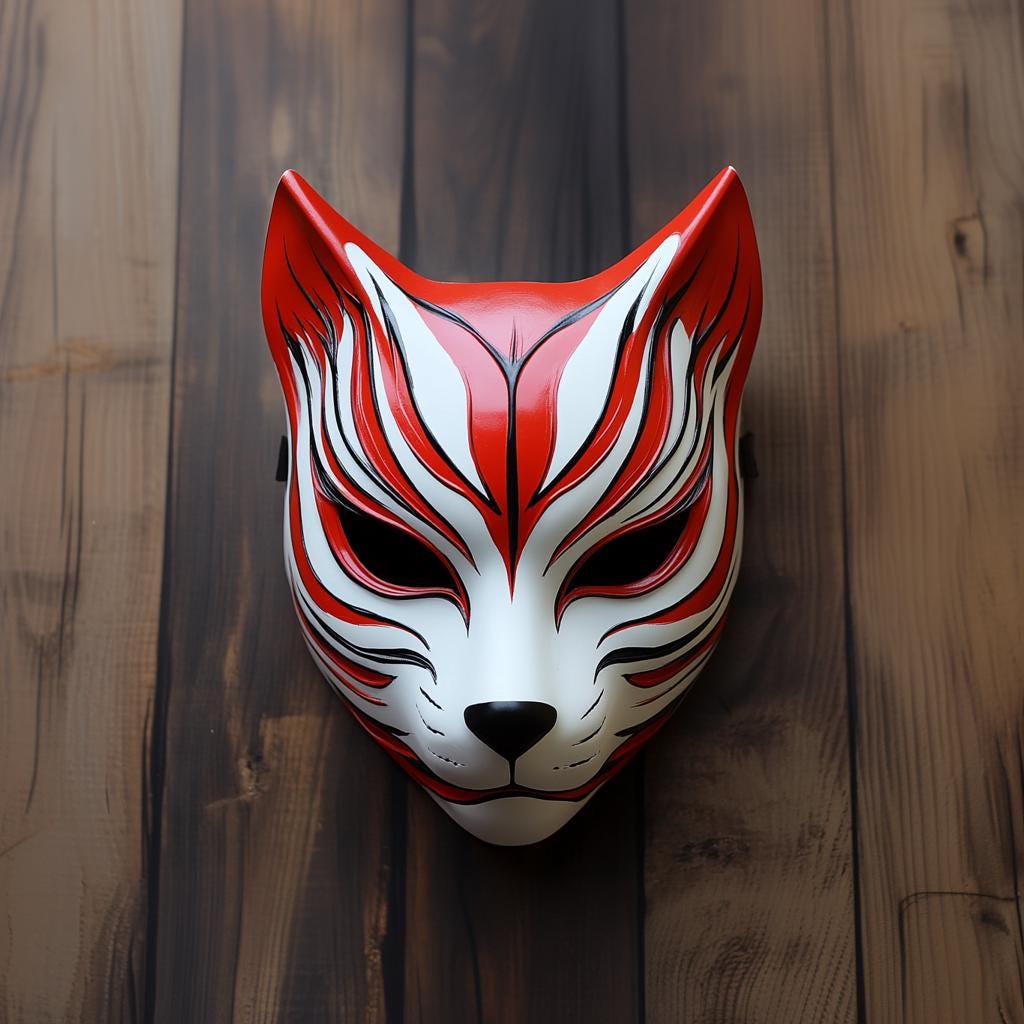 3D Printed Japanese Fox Warrior Mask | Cosplay Samurai Demon Mask | Anime Mystical Mask