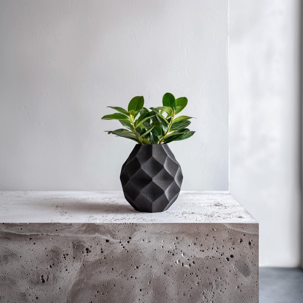 Geometric 3D Printed Vase | Dried Flowers | Modern Faceted Planter