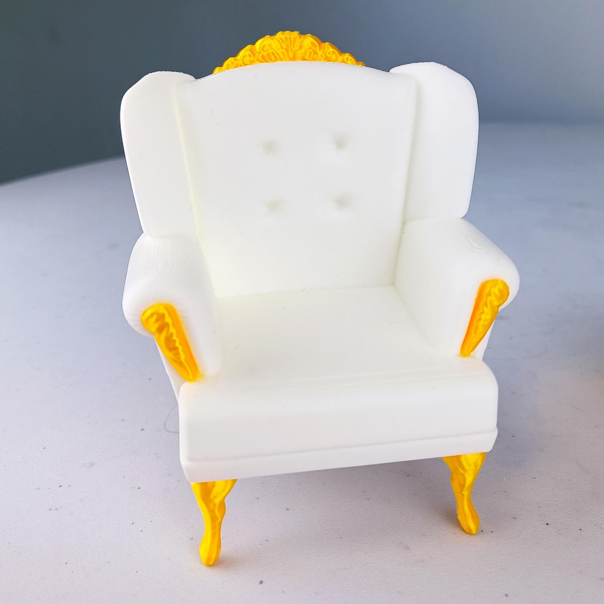 Dollhouse Sofa & Ottoman | 1:12 Scale Miniature Furniture | 3D Printed Victorian Chair | Elegant Dollhouse Decor | Miniature Armchair