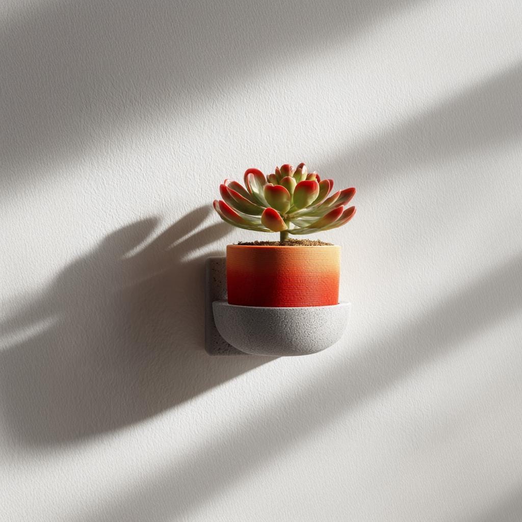 3D Printed Mug Flowerpot Shelf | Decorative Wall Mounted Shelf | Modern Shelf for Plants