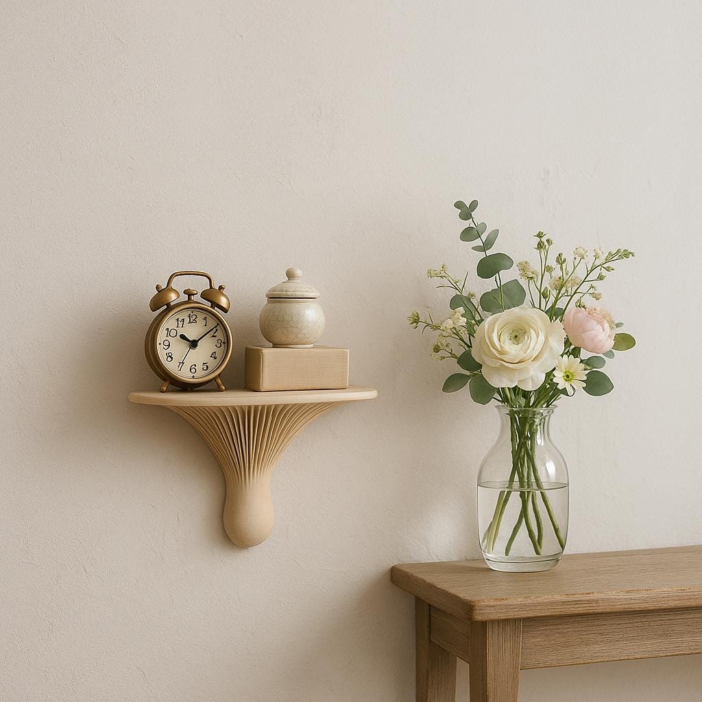3D Printed Mushroom Wall Shelf | Floating Shelf | Organic Modern Decor