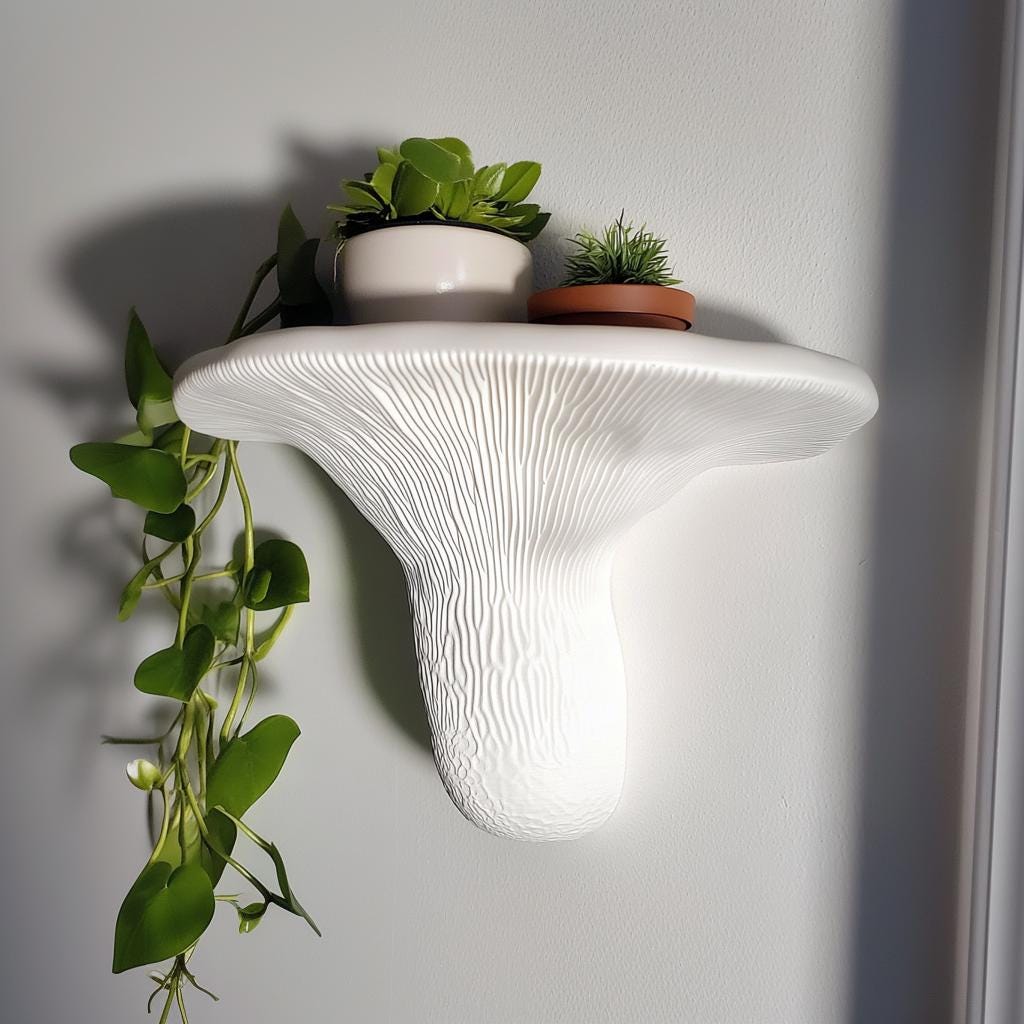 Turkey Tail Mushroom Shelf | 3D Printed Wall Shelf | Sculptural Floating Shelf