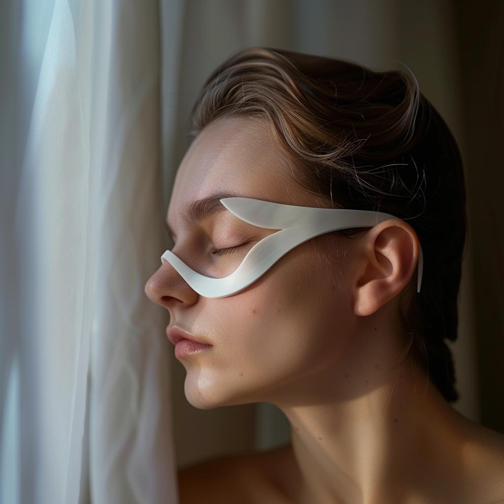 3D Printed Minimal Visor Mask Glasses | Modern Sculptural Cosplay Facepiece | Futuristic Costume Accessory for Parties, Festivals and Events