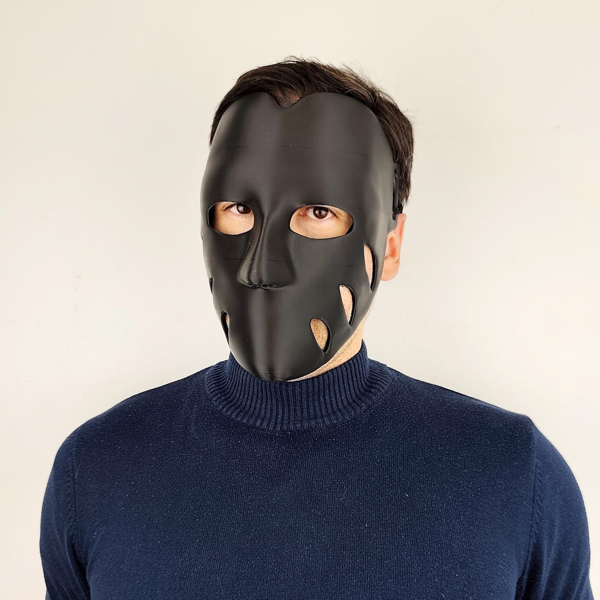 Black 3D Printed Face Mask | Lightweight Cosplay Mask | Horror Costume Mask | Halloween Accessory | Unique Gift for Him or Her