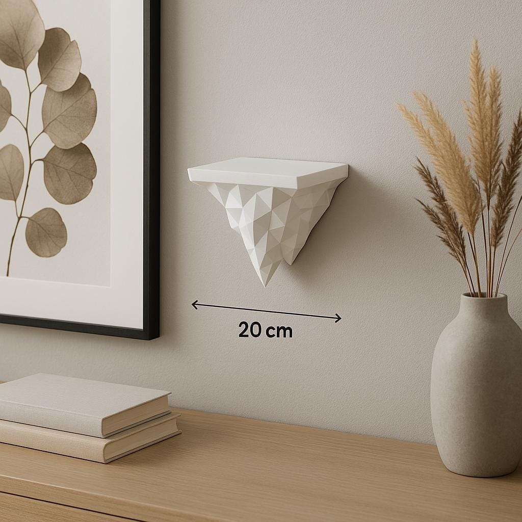 Geometric 3D Printed Wall Shelf | Modern Floating Iceberg Shelf | Minimalist Sculptural Decor