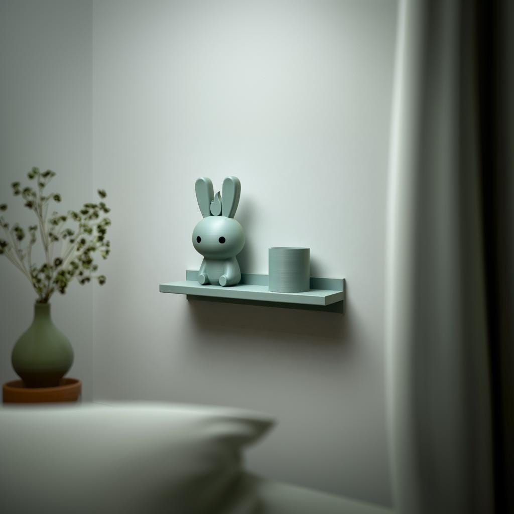 3D Printed Bunny Buddy Wall Shelf | Minimal Character Floating Ledge Organizer | Cute Room Decor Accent for Kids Rooms and Cozy Homes