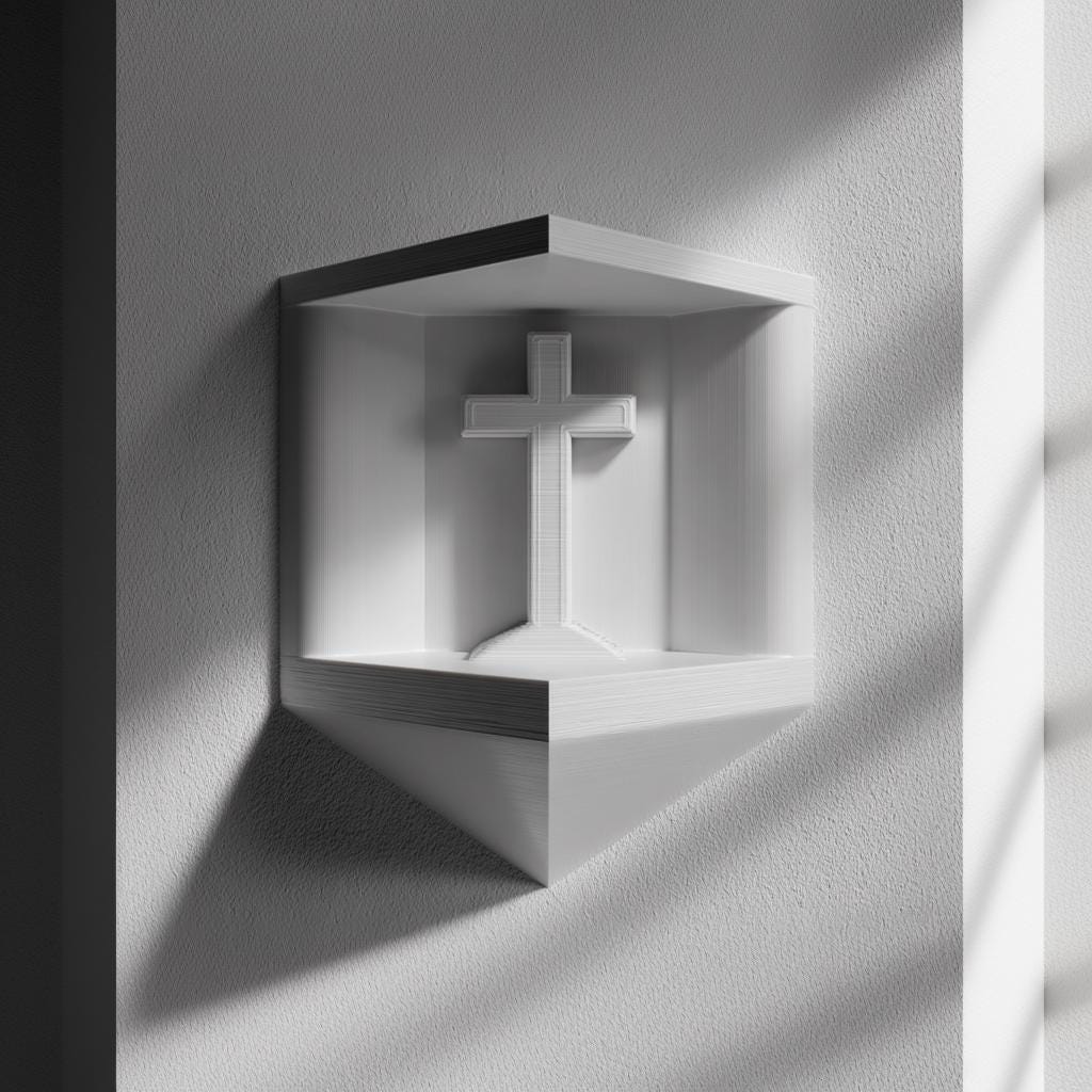 3D Printed Prayer Wall Shelf | Minimal Cross Niche Floating Shrine | Modern Home Prayer Decor Accent for Cozy Hallway and Living Room Decor