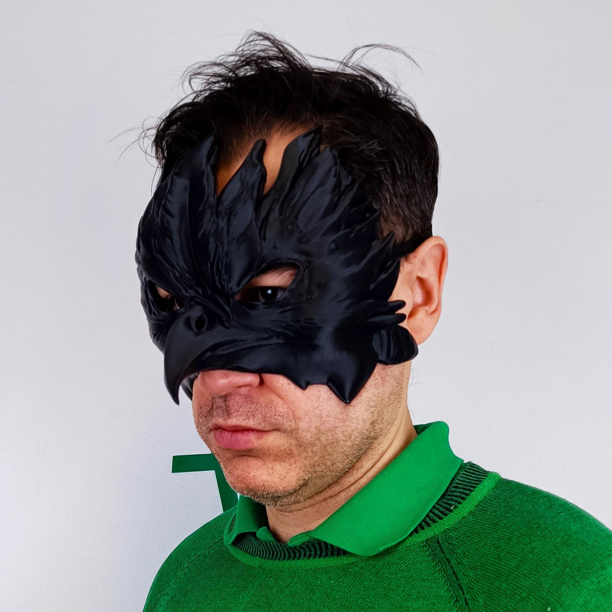 Black Raven Mask | Plague Doctor Cosplay Gothic Bird Mask | 3D Printed Fantasy Warrior Mystical Shaman Mask | Halloween Feathered Beak Mask