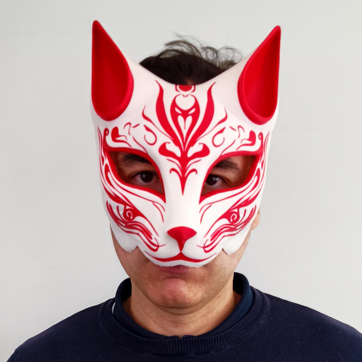 Red Fox Mask | 3D Printed Japanese Mask | Anime Cosplay Mask | Kitsune Yokai Spirit Mask | Festival Fox Mask | Costume Prop Demon Mythology
