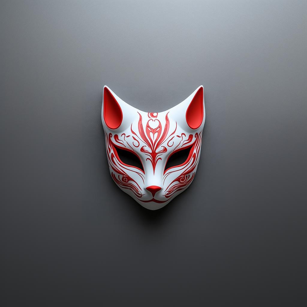 Red Fox Mask | 3D Printed Japanese Mask | Anime Cosplay Mask