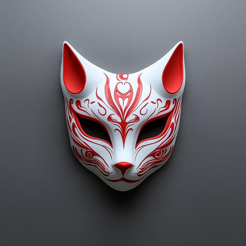 Red Fox Mask | 3D Printed Japanese Mask | Anime Cosplay Mask | Kitsune Yokai Spirit Mask | Festival Fox Mask | Costume Prop Demon Mythology
