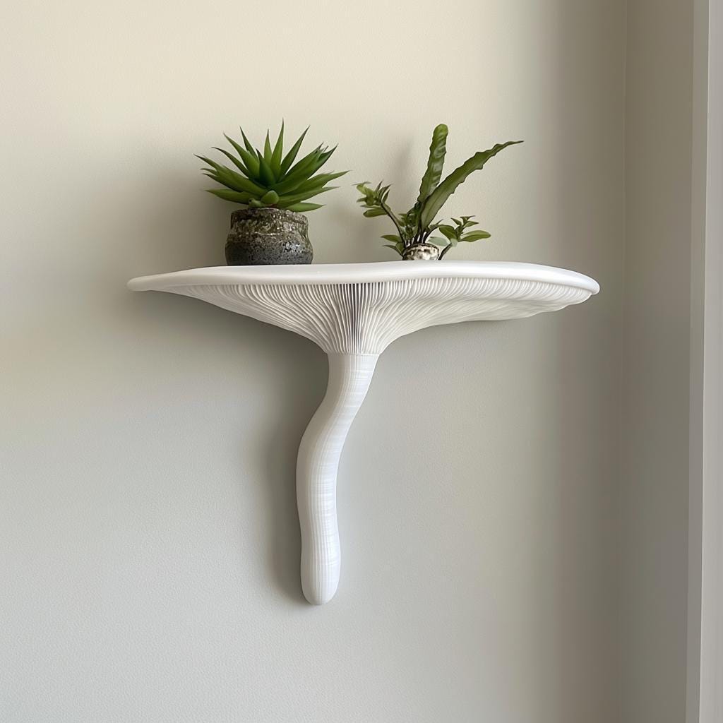Mushroom Wall Shelf | 3D Printed Artists Conk Shelf | Organic Modern Decor
