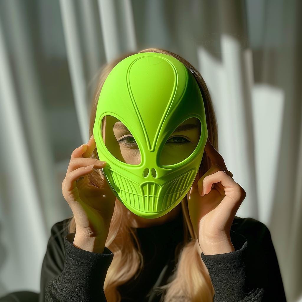 3D Printed Alien Mask | Futuristic Sci-Fi Face Mask | Unique Cosplay Prop