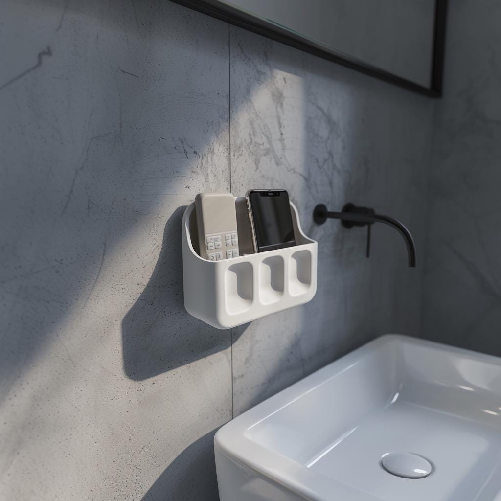 3D Printed Wall Organizer Shelf | Minimal Floating Storage Caddy | Modern Phone, Remote and Small Items Holder for Home Interiors Spaces