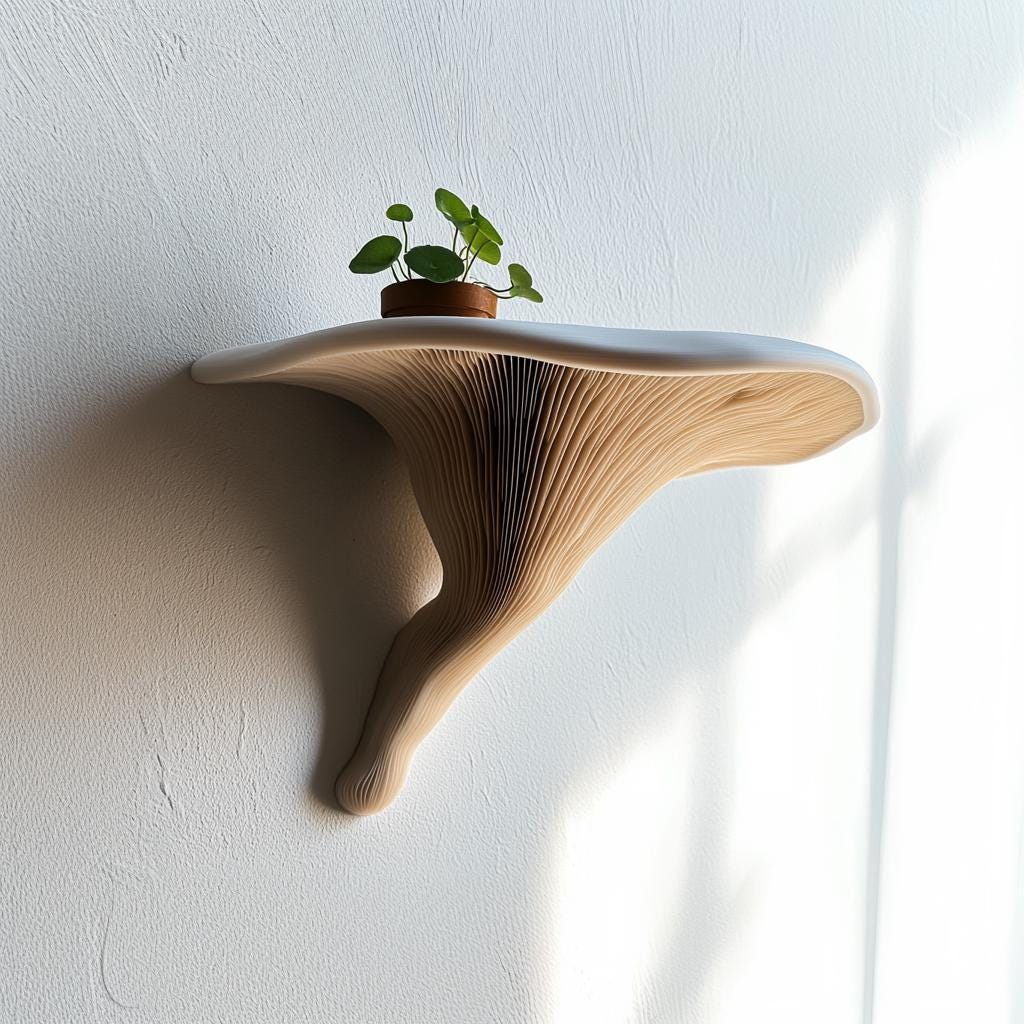 3D Printed Mushroom Shelf | Modern Floating Wall Shelf | Deadly Galerina Design