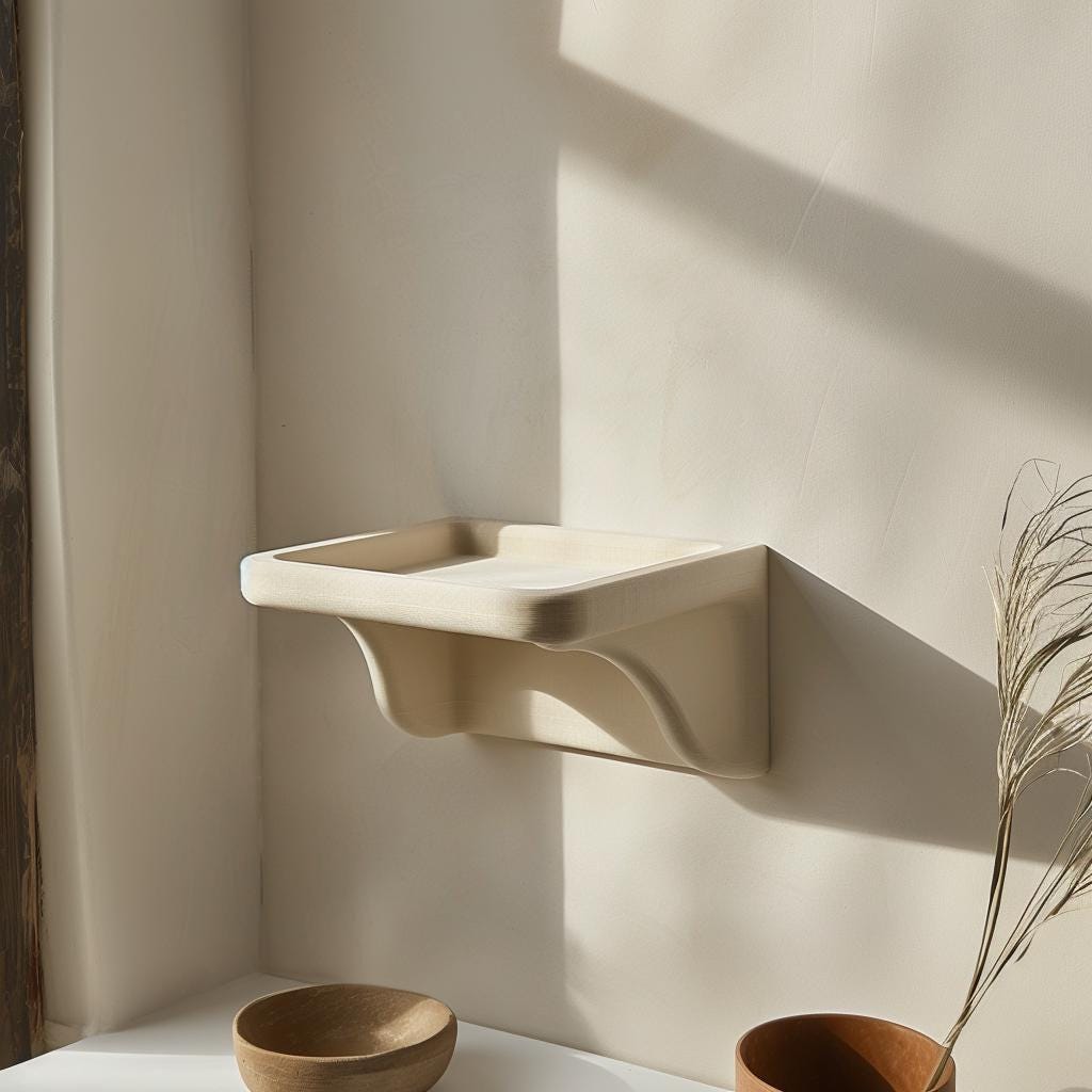 3D Printed Modern Wall Shelf | Minimalist Floating Shelf Design | Unique Organic Shape Storage