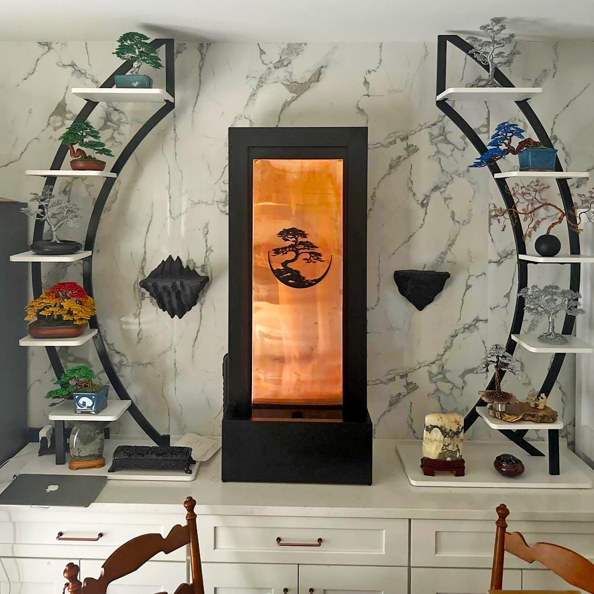 3D Printed Rock Wall Shelf | Geometric Floating Shelf | Black Sculptural Decor