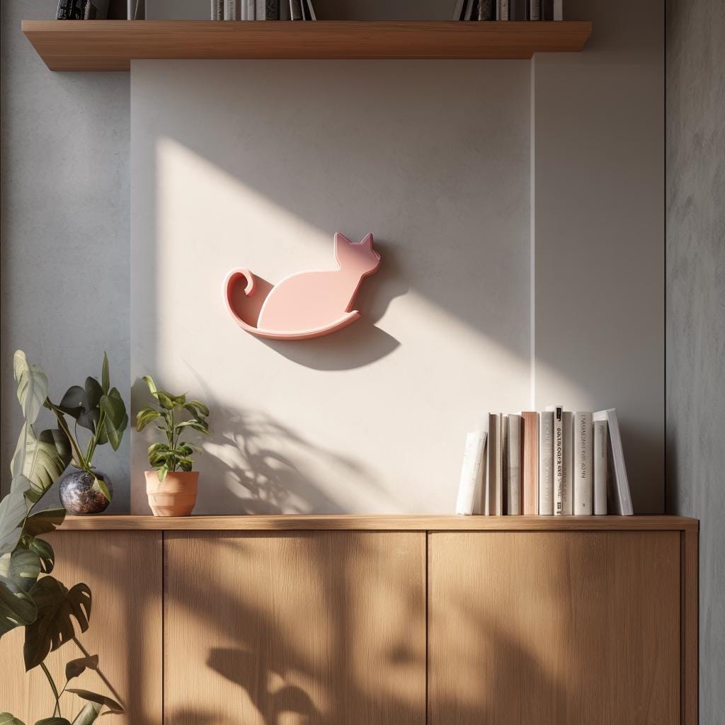 3D Printed Decorative Wall Shelf | Cat Wall Shelf | Modern Floating Shelf for Plants | Minimalist Home Accent | Unique Cat Wall Decor