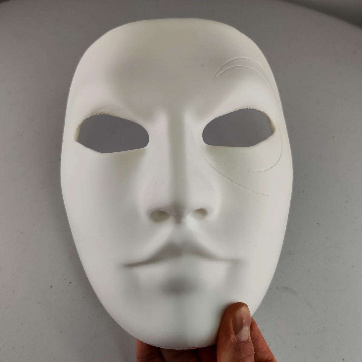 3D Printed Full Face Mask with Sculpted Detail for Cosplay, Theater, DIY Art | White Lightweight Paintable Prop for Halloween Costume Design