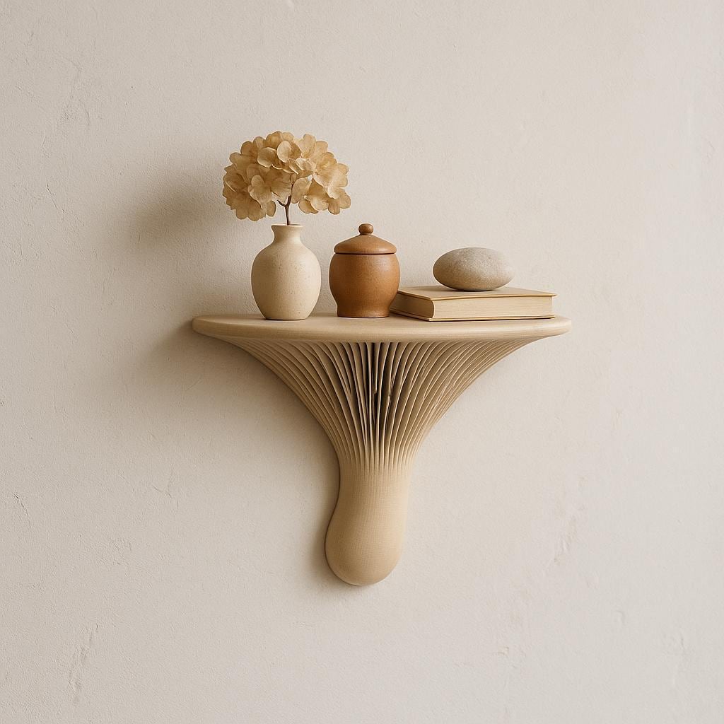3D Printed Mushroom Wall Shelf | Floating Shelf | Organic Modern Decor