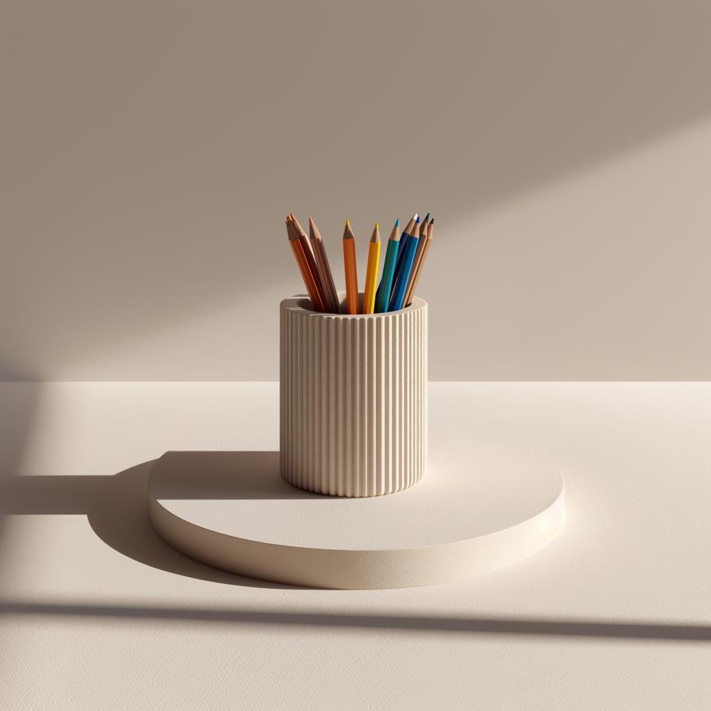 3D Printed Pencil Holder | Modern Ribbed Desk Organizer | Minimalist Pen Cup