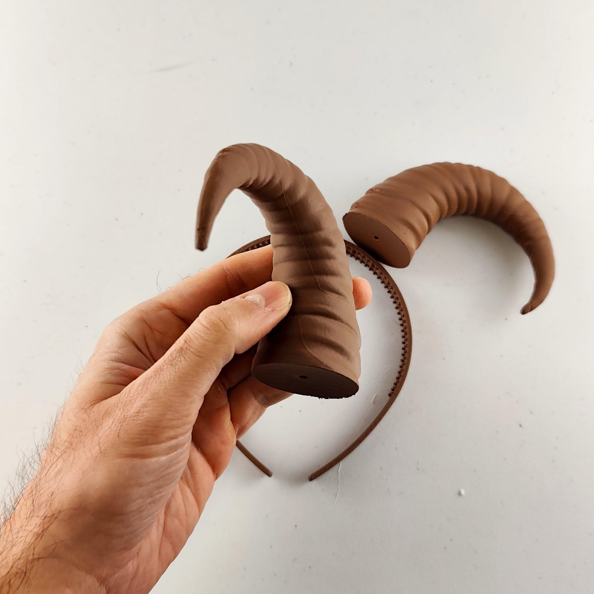 Curved Ram Horns | 3D Printed Demon Horns | Fantasy Cosplay Headpiece