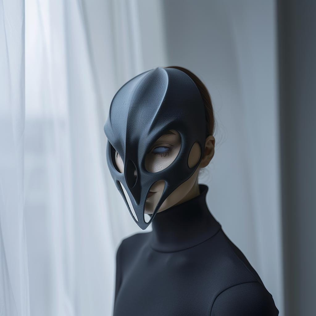 3D Printed Futuristic Mask | Gothic Sci-Fi Cosplay Mask | Modern Abstract Face Design | Unique 3D Print Art | Halloween Costume Prop