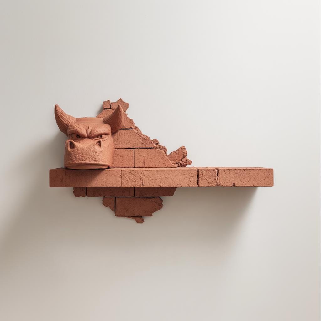 3D Printed Dragon Wall Shelf | Fantasy Cracked Brick Floating Ledge | Unique Modern Wall Decor Accent for Cozy Gaming Rooms and Home Offices