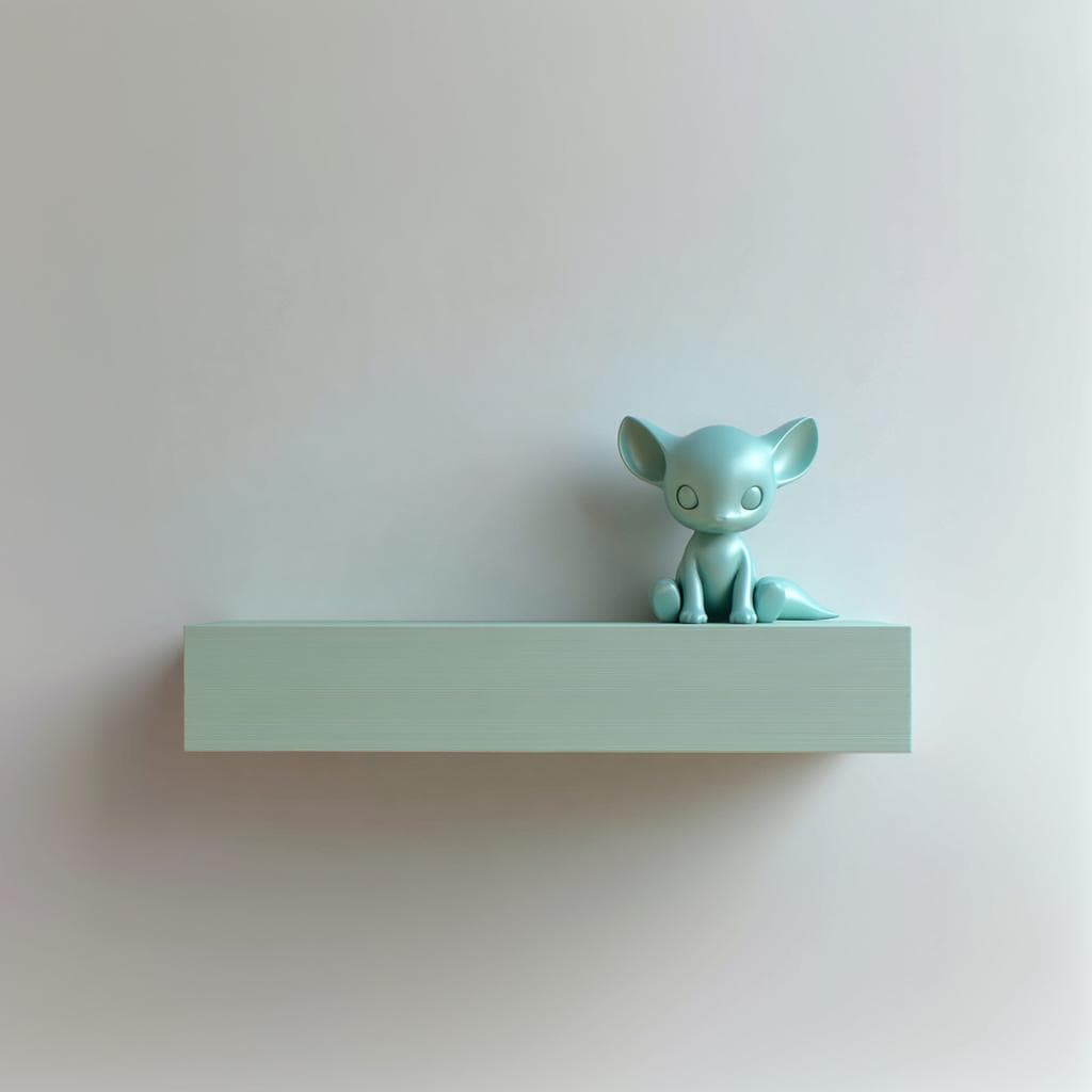 3D Printed Fantasy Fox Wall Shelf | Minimal Floating Display Ledge with Cute Creature Buddy | Modern Kids Room and Cozy Gaming Decor Accent