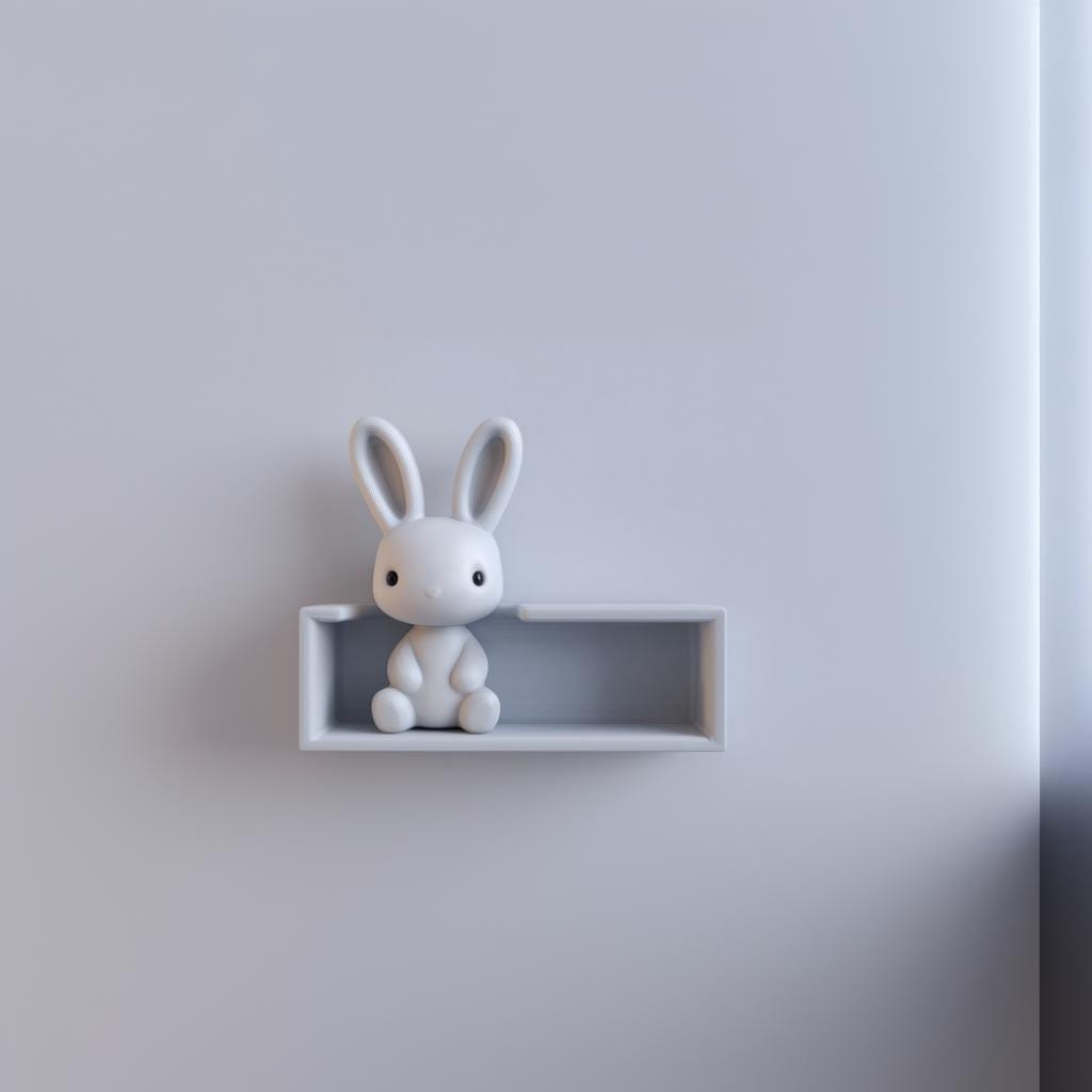 3D Printed Bunny Wall Shelf | Minimalist Kids Room Floating Ledge | Modern Nursery Decor Accent for Toys