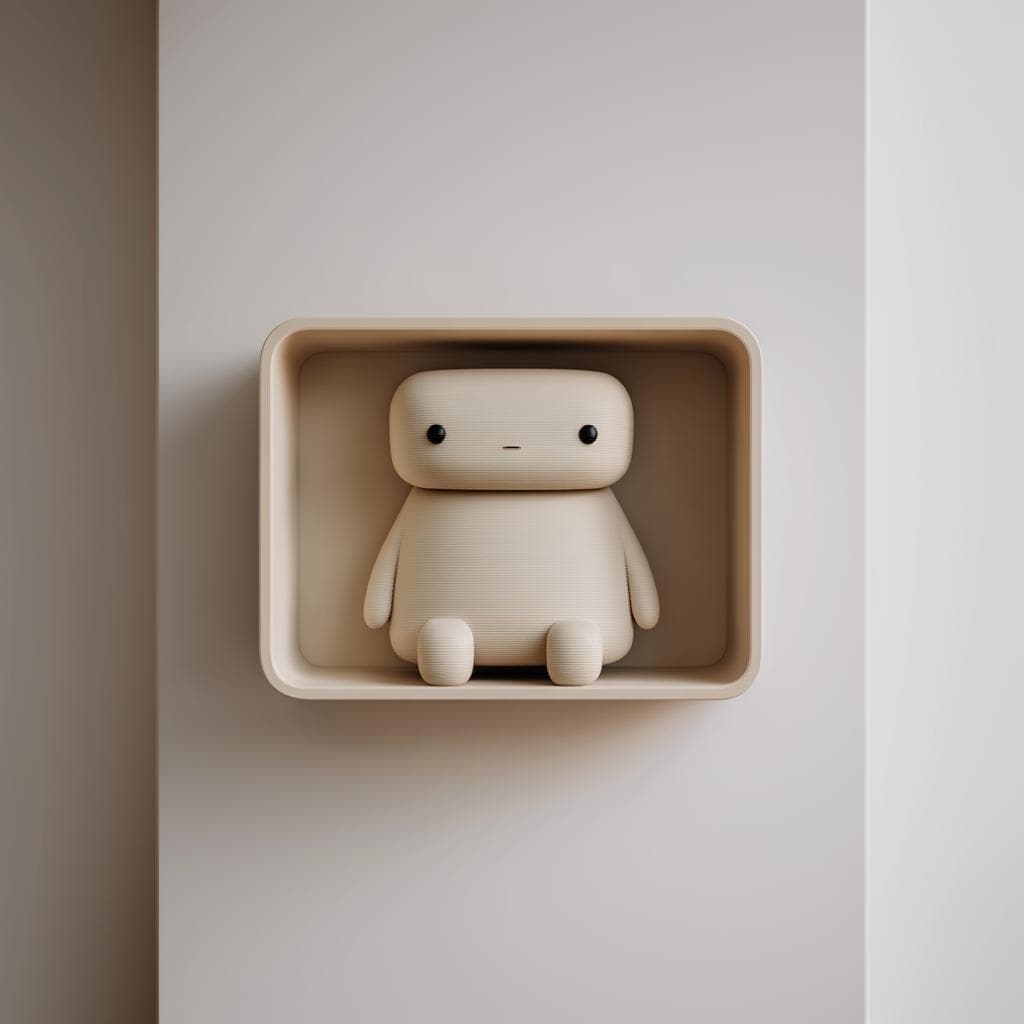 3D Printed Niche Shelf with Cute Character | Minimal Floating Ledge Display | Modern Wall Decor Accent for Bedroom, Nursery, Home Office