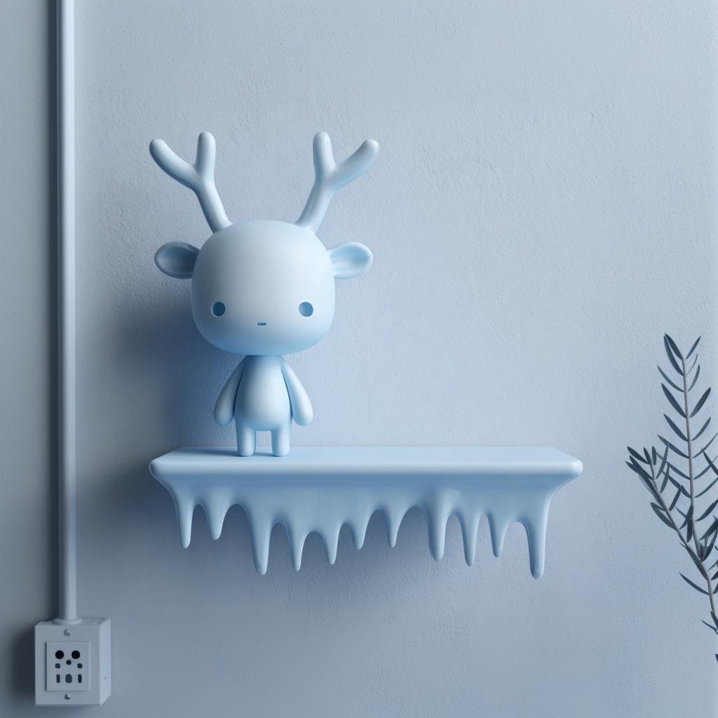 3D Printed Antler Buddy Wall Shelf | Minimal Icicle Edge Floating Ledge Display | Cute Winter Room Decor Accent for Cozy Home Interiors