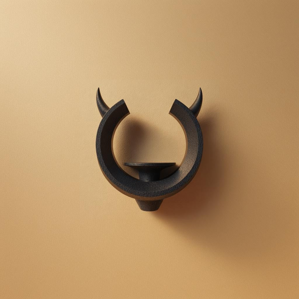 3D Printed Horn Ring Wall Shelf | Dark Fantasy Crescent Horn Altar Ledge | Gothic Minimal Floating Wall Decor for Crystals and Candles Home