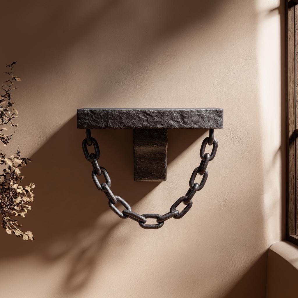 3D Printed Gothic Chain Wall Shelf | Dark Fantasy Ledge with Hanging Chain | Dungeon Style Home Decor for Entryway Shelf Accent Wall Decor