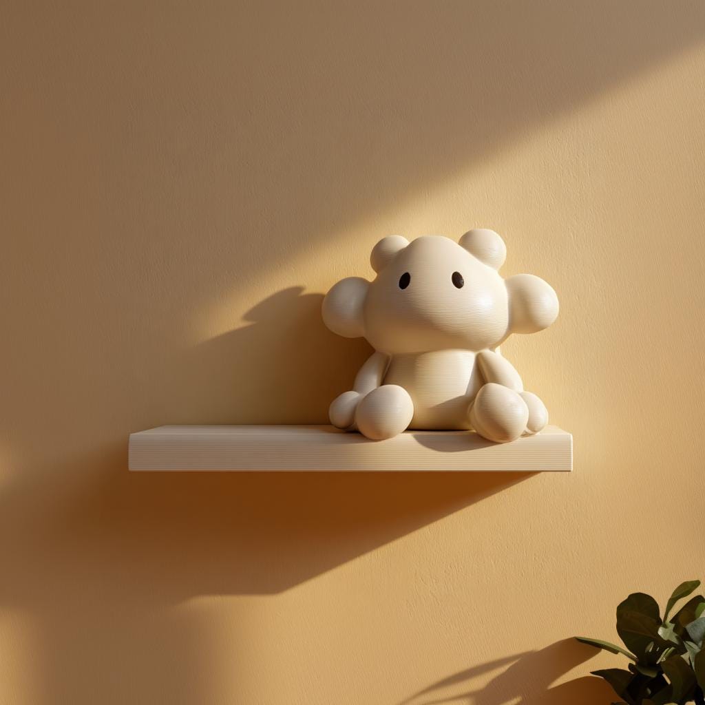 3D Printed Cute Creature Wall Shelf | Kawaii Blob Character Floating Ledge | Minimal Kids Room Display Shelf for Nursery and Playroom Decor