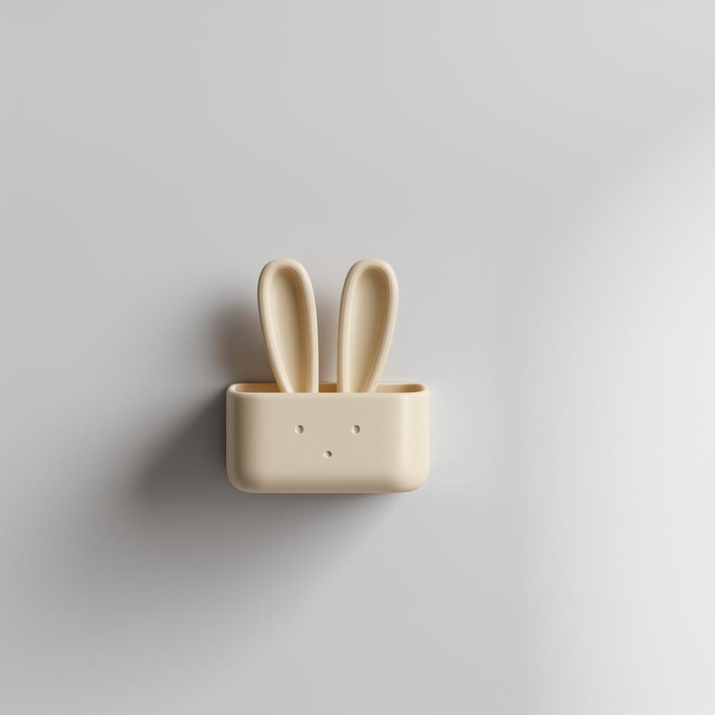3D Printed Bunny Wall Organizer Shelf | Cute Rabbit Ears Entryway Storage Pocket | Minimal Decor Accent for Cozy Nursery Kids Room and Home