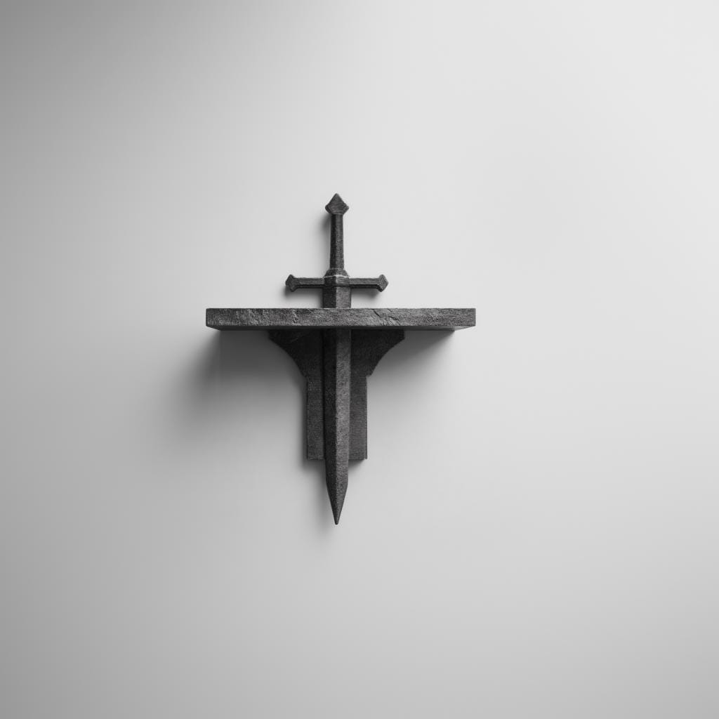 3D Printed Sword Wall Shelf with Removable Blade | Gothic Fantasy Floating Display | Unique Wall Decor for Game Room, Office, Bedroom Walls