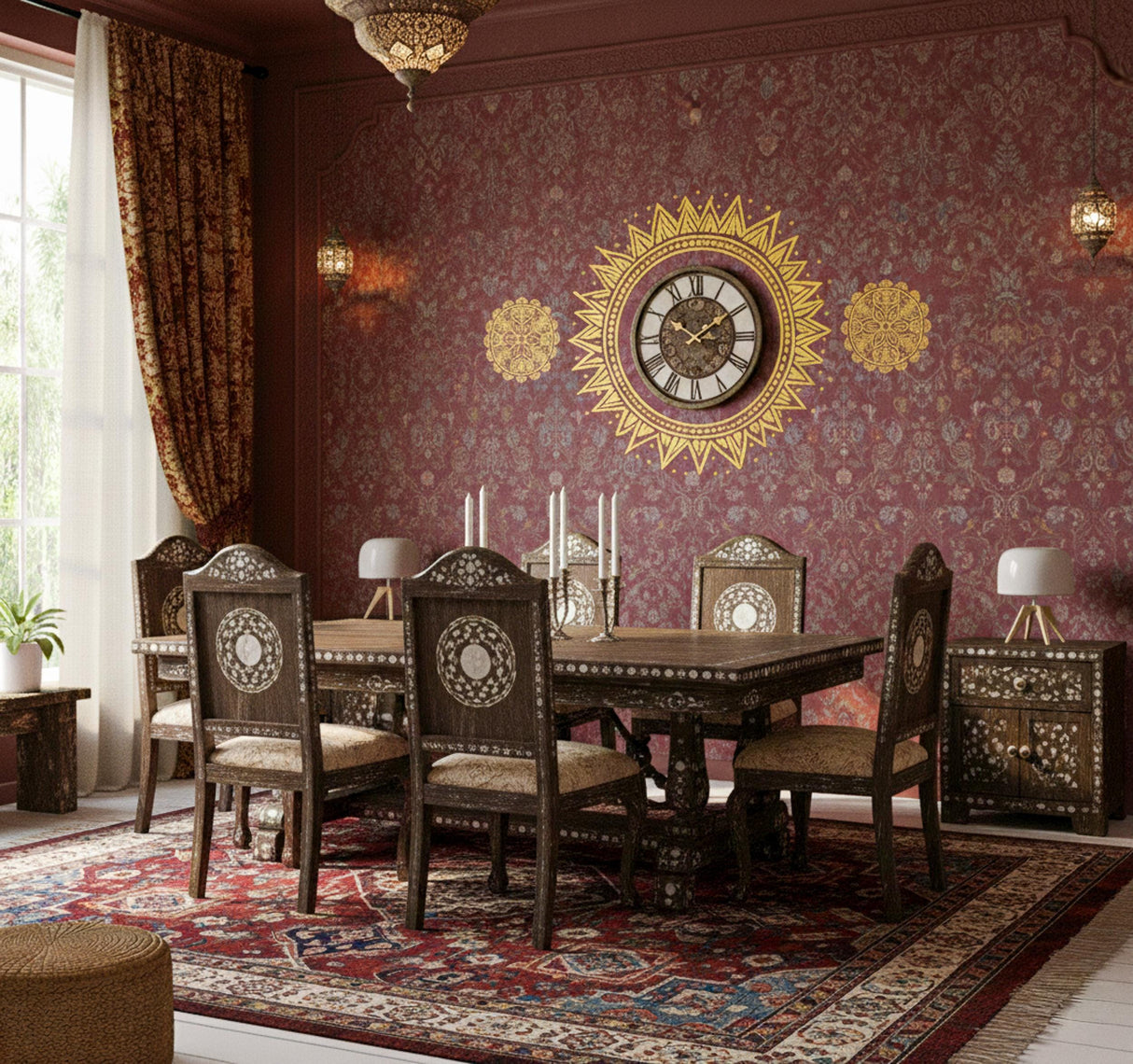 Golden Sun Wall Decal | Boho Mandala Wall Art